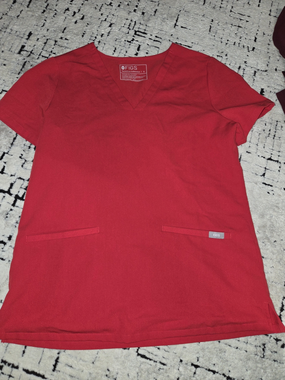 FIGS Women's Red V-Neck Scrub Top